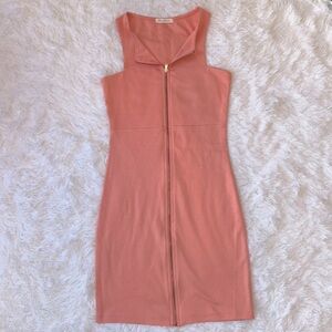 🔥Coral Zip Down Bodicon Dress